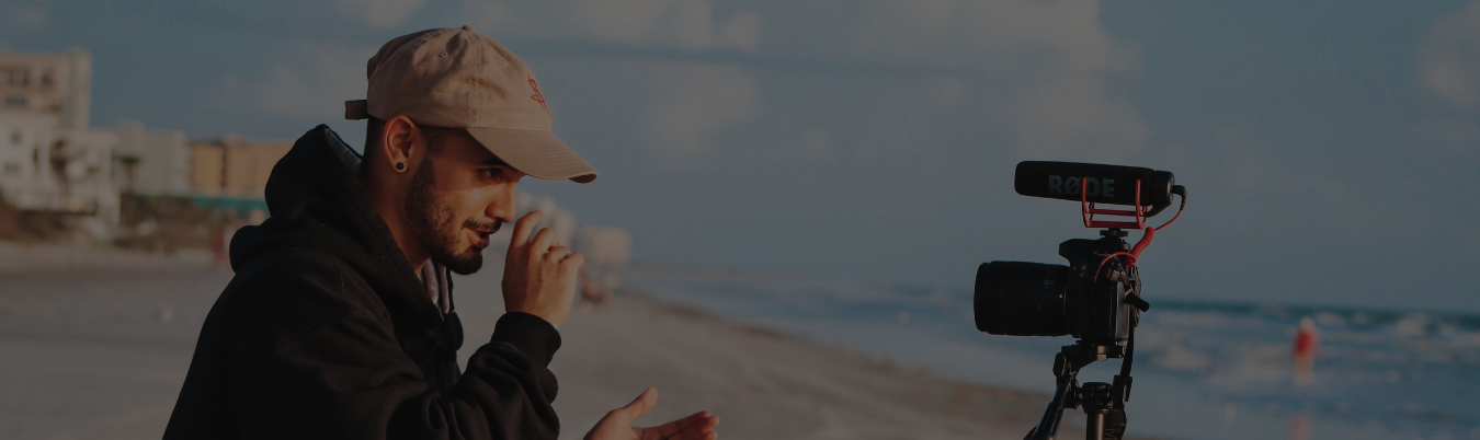 content creator on the beach