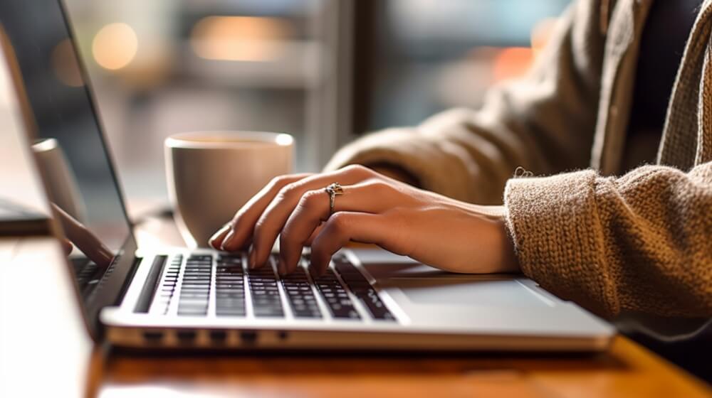 hands typing on keyboard
